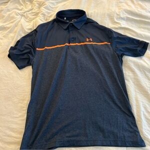LG Men's Navy and Orange Polo Shirt